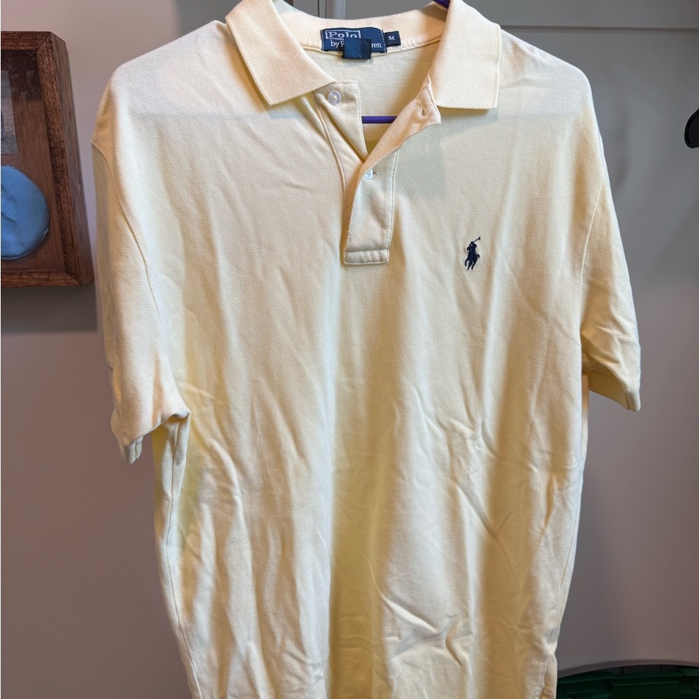 Ralph Lauren Men's Pale Yellow Pique Polo with Navy Pony